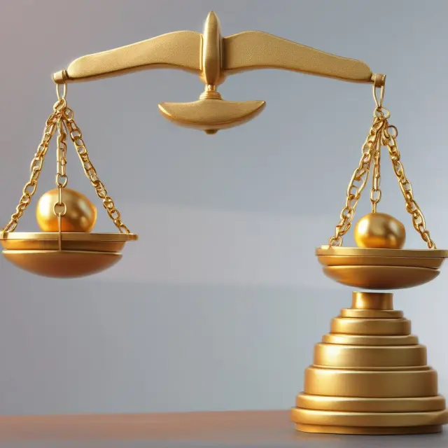 A golden scale weighing the pros and cons of global macro investing, symbolizing the balance between risks and rewards