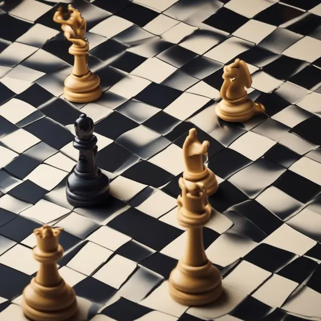 A grandmaster analyzing a board filled with interconnected global economy pieces, making strategic moves based on economic and political forecasts