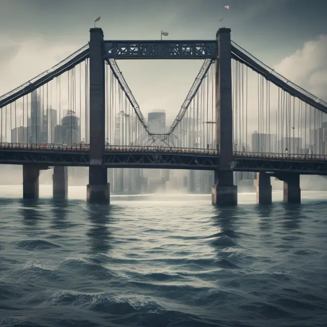 Image of a bridge spanning various financial markets over a stormy sea symbolizing the challenges and complexities of investing in Global Registered Shares.