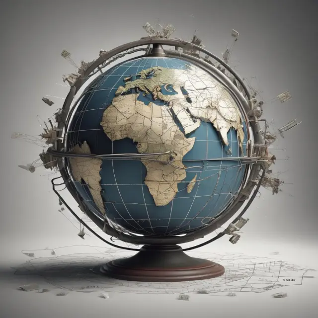 Globe with interconnected branches representing international stock exchanges, illustrating global registered shares