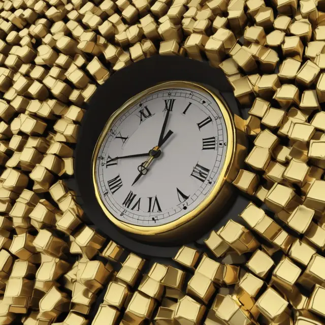 Digital clock formed by gold bars symbolizing continuous CME Globex trading hours