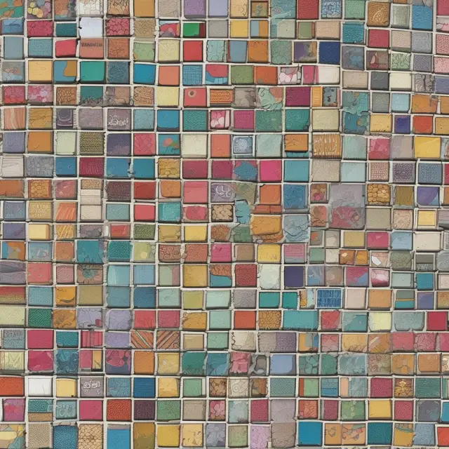 An intricate mosaic representing diverse markets blending as businesses face challenges from local competition and consumer access.