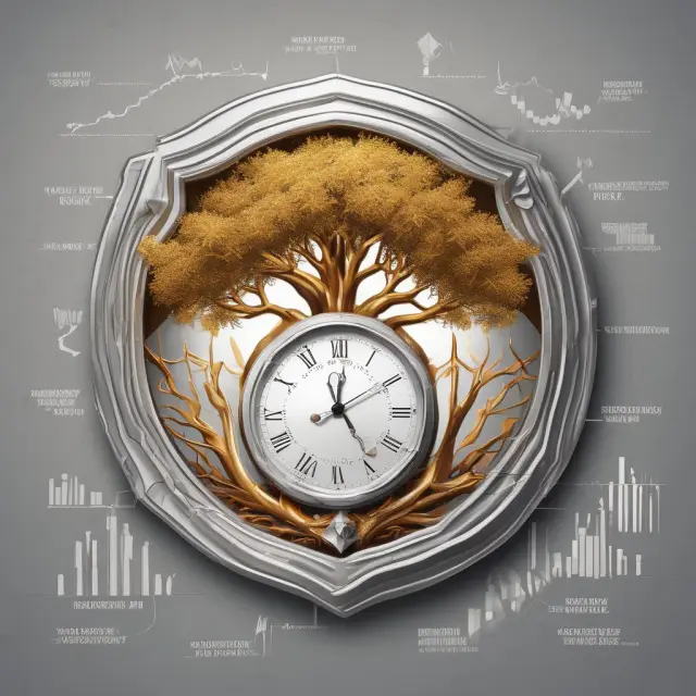 A silver shield safeguards a gold tree