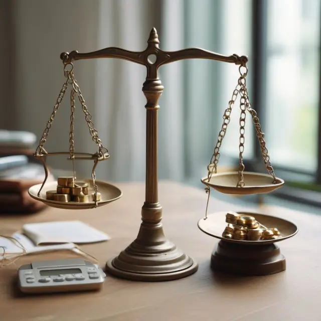 Image: A balance scale comparing the costs (fees) and benefits (guaranteed lifetime withdrawal benefit) of investing in a variable annuity with a GLWB rider