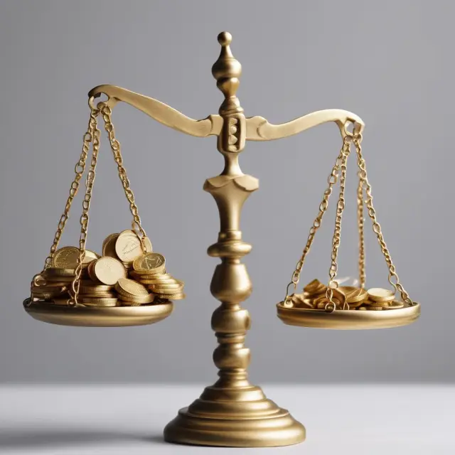 Golden balance scale holding insurance contracts and coins, representing the costs and benefits of Guaranteed Minimum Accumulation Benefits
