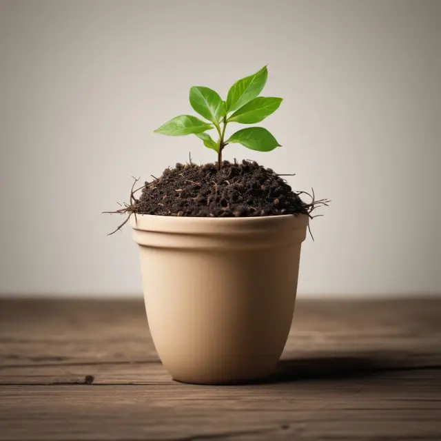 A seedling sprouting in a pot, symbolizing Mini-GmbH