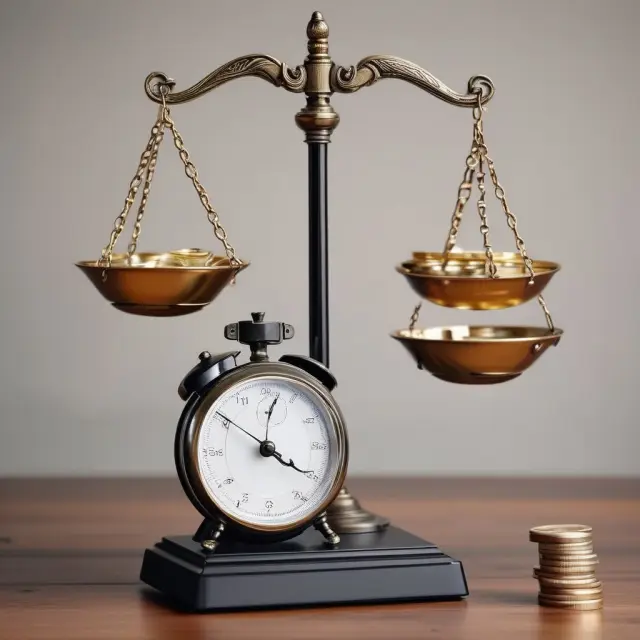 An image of a balanced scale with one pan holding various investment opportunities, and the other representing financial security through Guaranteed Minimum Income Benefits.
