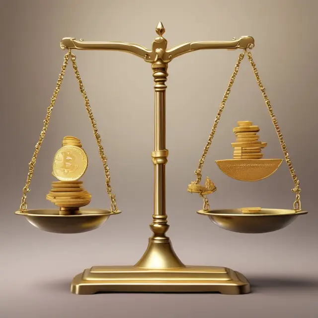 Gold coins representing Companies XYZ and ABC are shown on a scale, with Company ABC