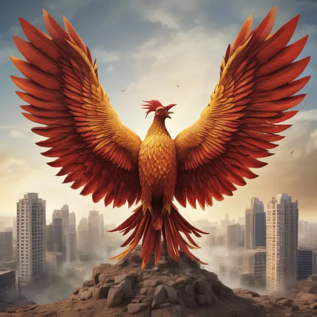 Phoenix rising, depicting Guinea