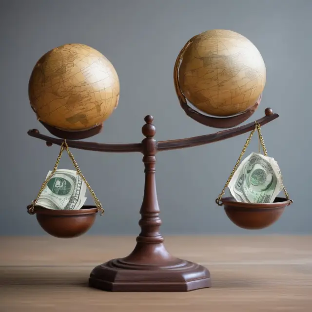 Visualization of CPI and GNP Deflator as globes on a balance scale, symbolizing their roles in measuring price changes within an economy
