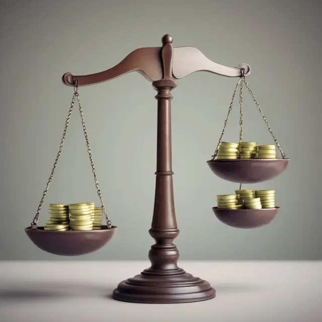 A set of scales with a gold GDP bar on one side and a balance beam weighing a deflator, representing the importance of the GNP deflator in assessing an economy