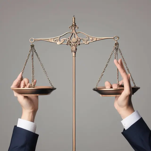 Image of a balance with one hand symbolizing advantages and the other disadvantages, illustrating the careful consideration of go-shop periods.