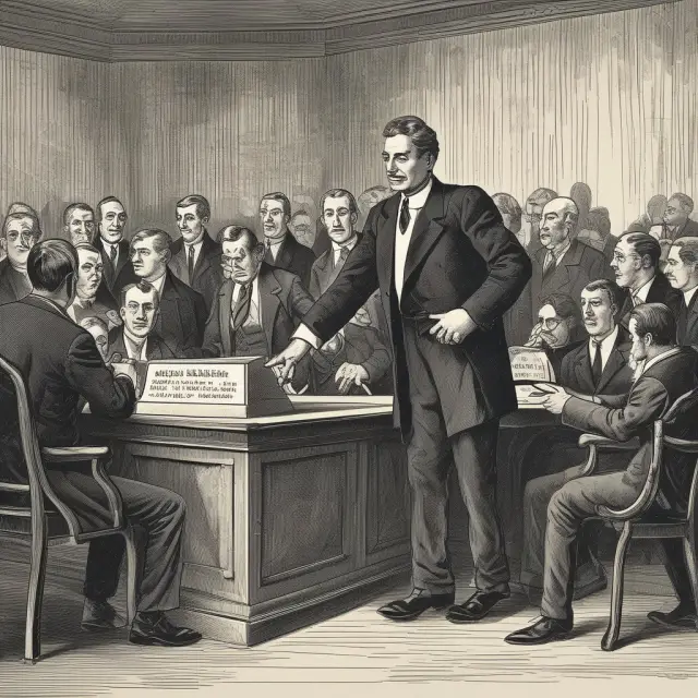 Image of a bustling auction house scene filled with bidders competing for the target company; Go-Shop Periods enable this process in M&A transactions