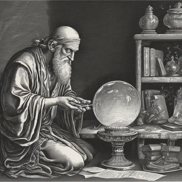 An ancient financial sage consults a crystal ball to reveal the inputs required for a specific output in Microsoft Excel