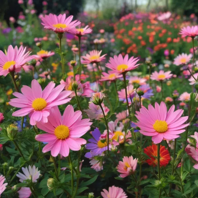 A garden filled with diverse, blooming flowers symbolizing various life goals supported by goal-based investment strategies