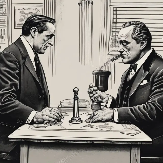 Godfather figure presenting irresistible offer to acquire target company