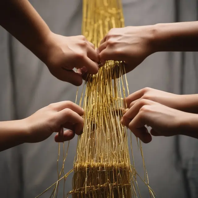 Three golden hands creating strings of transactions representing Private Equity Buyouts (PEBO), Management Buyouts (MBO), and Tender Offers (TO) in a dynamic business landscape