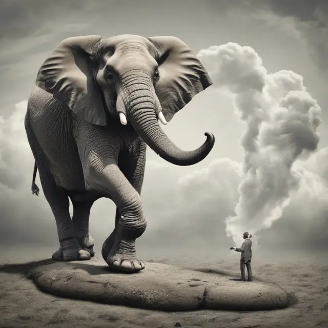 An elephant balances on a tightrope, representing business survival. Going concern: Productive, thriving. Liquidation: Extinct, selling assets.