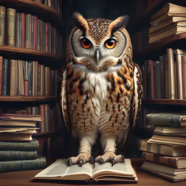 An owl carefully examines a stack of IPO prospectuses, representing wisdom and informed decision making