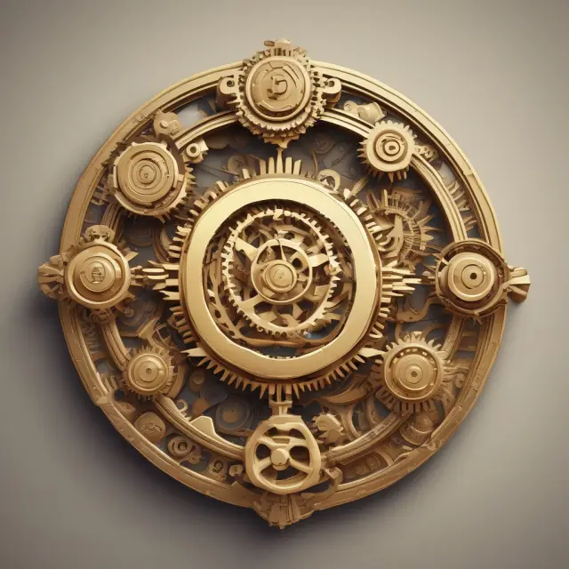 A golden clockwork illustration with intertwining gears symbolizing currency exchange rates and gold price fluctuations in the context of FAQs about gold bugs.