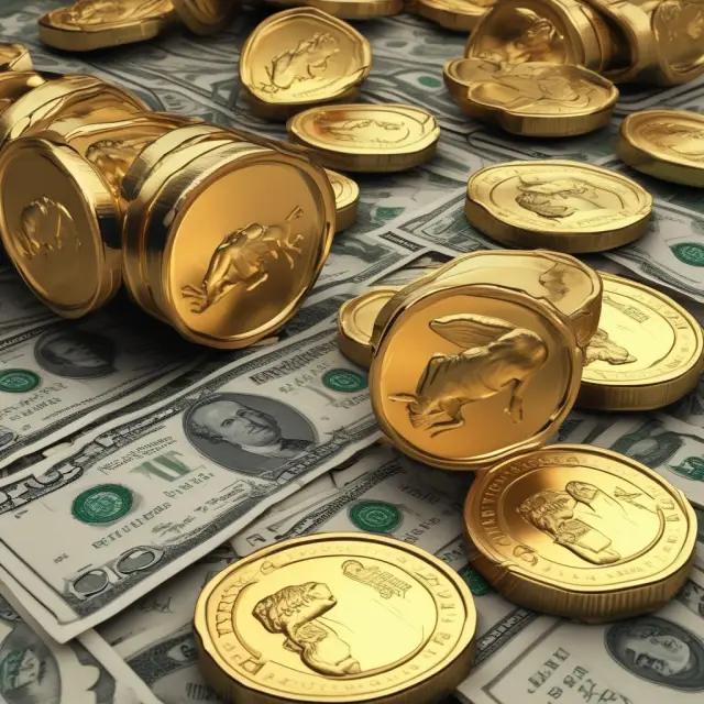 A gold coin glowing on a stormy sea, symbolizing gold bugs