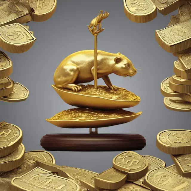 Golden scale weighing gold against stacks of fiat currencies, representing the gold bug