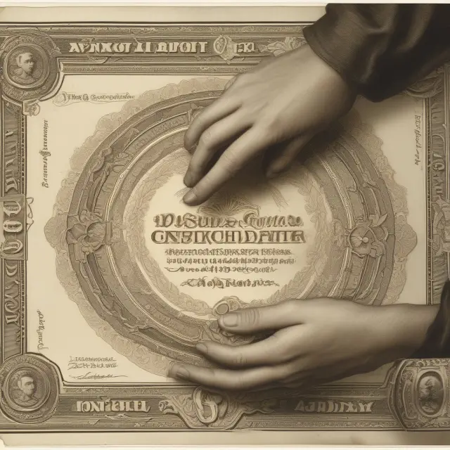Old gold certificate collector examining a rare certificate with ornate design and historical significance