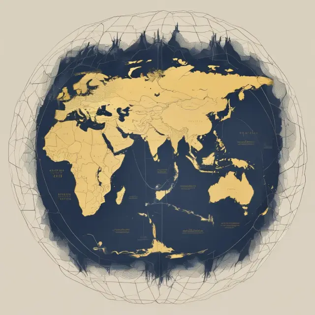 Map depicting the global implementation of the golden rule in fiscal policies as interconnected rivers