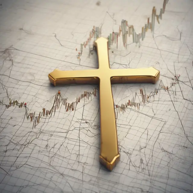 A golden cross appearing on a stock chart signifies a bullish shift in market sentiment and entry signal for traders and investors.