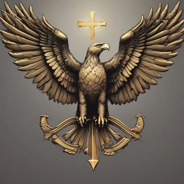 An eagle with a golden cross in its claws, representing bull market opportunities through the significance of the golden cross indicator