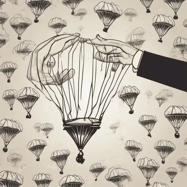 An executive reaches out for stock option and RSU grants in place of a traditional golden parachute, illustrating the shift to more equitable compensation methods.