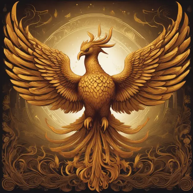 A golden share depicted as a mythical phoenix, representing protection and control over a company