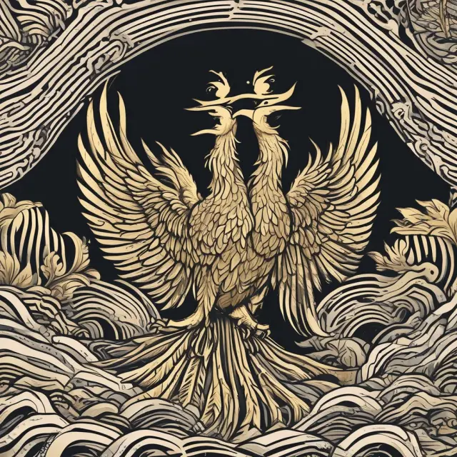 A golden phoenix rises from the sea of equal votes, representing the power and uniqueness of golden shares.