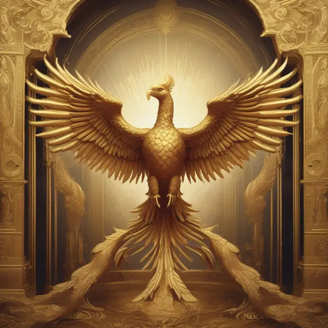 A golden phoenix rises from ashes, holding a scroll representing governing documents, shielding itself.