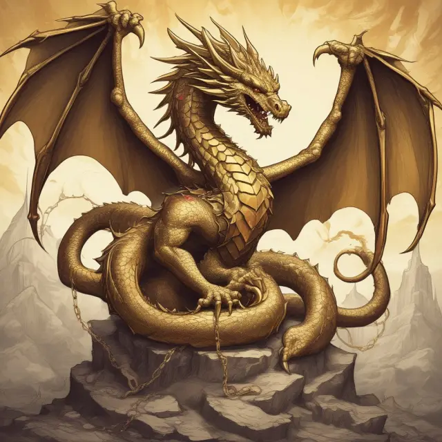A golden dragon protectively hovers over a company, balancing the scales of power between control and shareholder interests. A shackled phoenix symbolizes potential compromises in shareholder value.