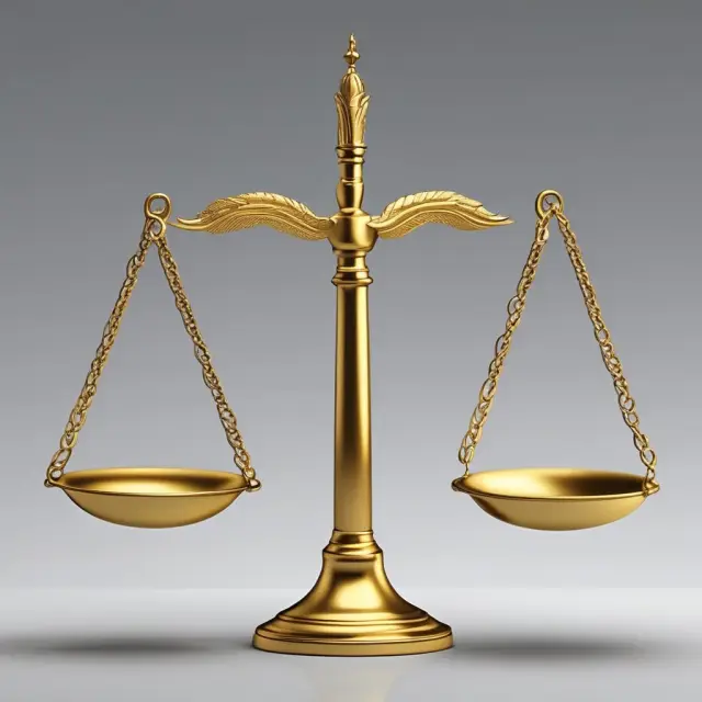 A set of golden scales in equilibrium, symbolizing an economy with the perfect balance between growth and stability.