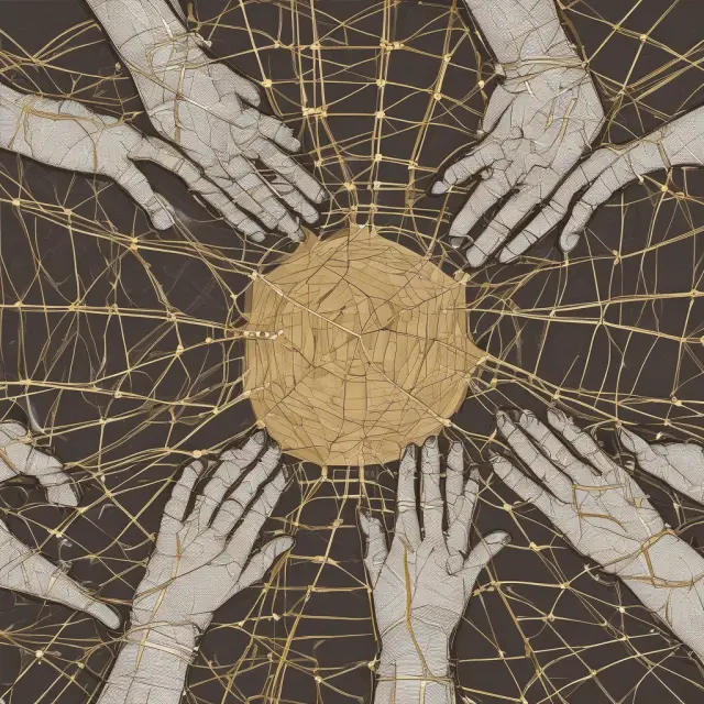 Hands of various countries intertwined, symbolizing interconnectedness and balance in global economics