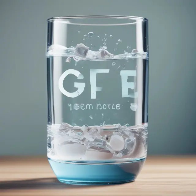 Clear glass of water labeled GFE, displaying accurate loan cost figures.