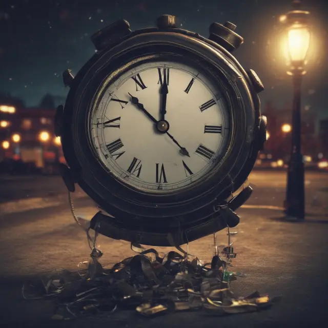 A clock strikes midnight, symbolizing the expiration of a GTW order, representing missed opportunities and lost potential profits