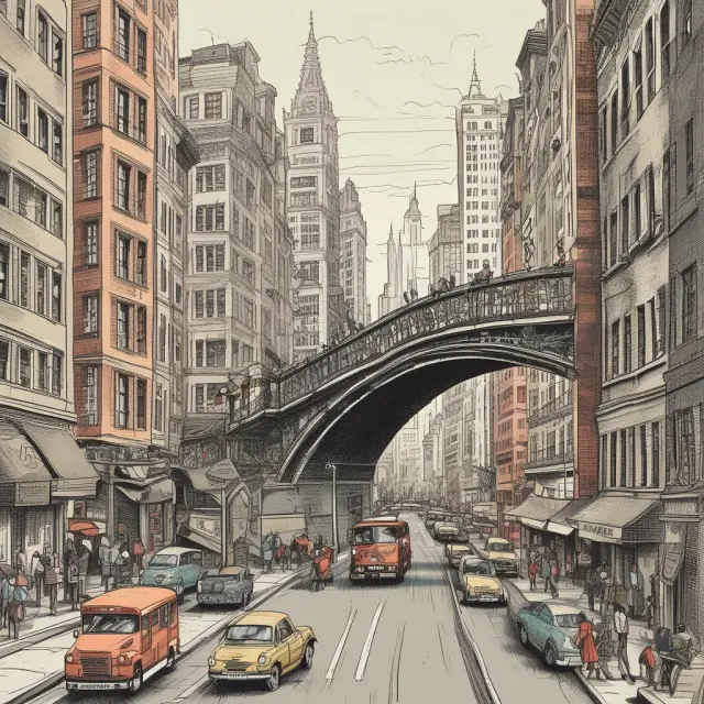 Transfer agents inspecting stock certificates on a bridge, symbolizing the secure connection between buyers and sellers in stock markets.
