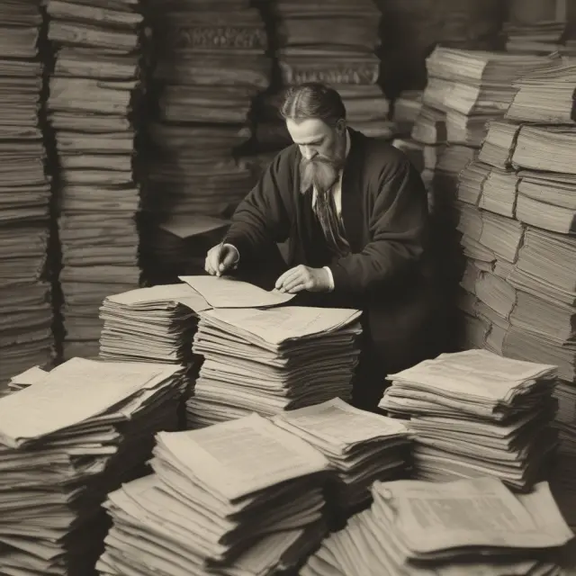 Transfer Agent verifying financial records for good delivery in historical markets.