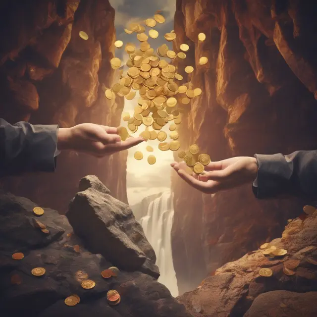 Buyer receiving gold coins of varying sizes from a cliff, representing different good faith money amounts