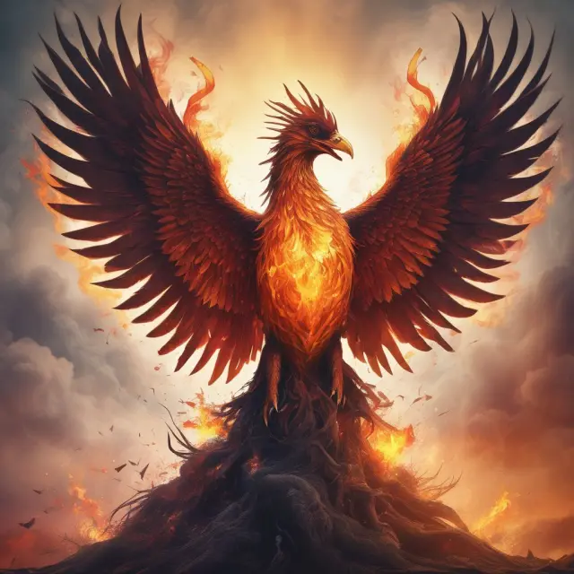 Phoenix emerging from accounting scandal flames with balance sheets and a fair value sign, symbolizing transparency in goodwill impairment testing
