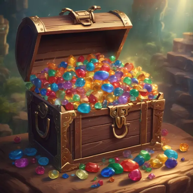 Golden chest filled with wealth representing goodwill: loyal customers, brand recognition, and proprietary technology