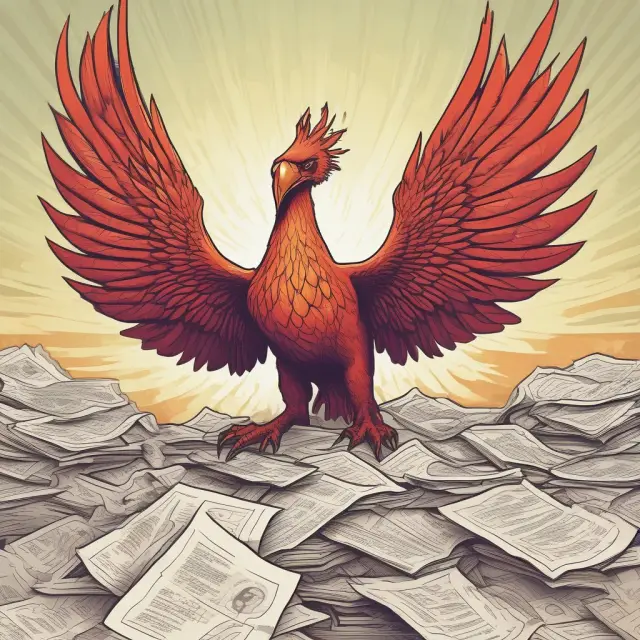 Image of a phoenix rising from a pile of corporate tax forms, representing the implementation and implications of the Google Tax