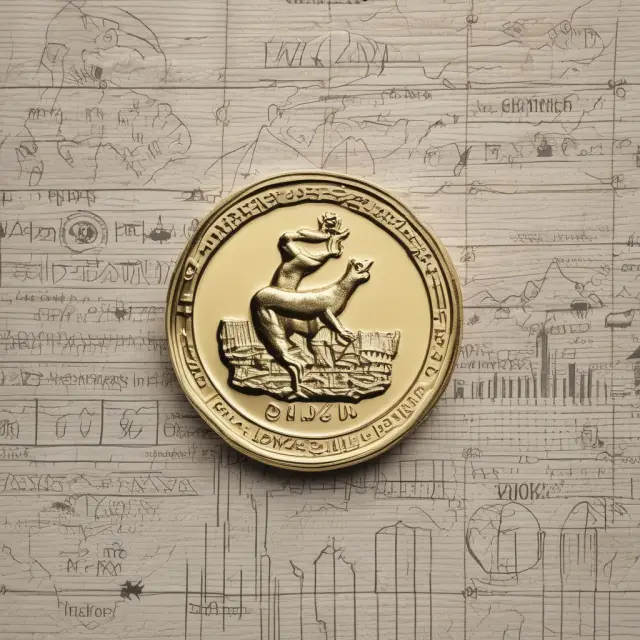 Golden coin displaying 