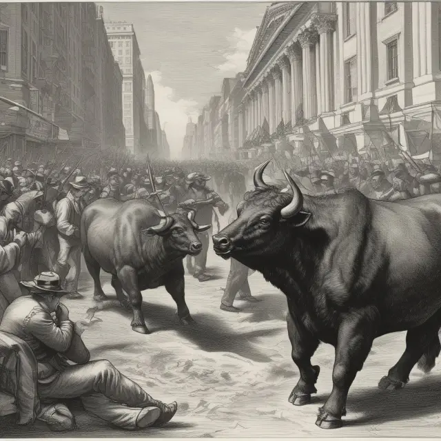 An ethically-weighing moral compass symbolized by a balancing bull and bear on Wall Street