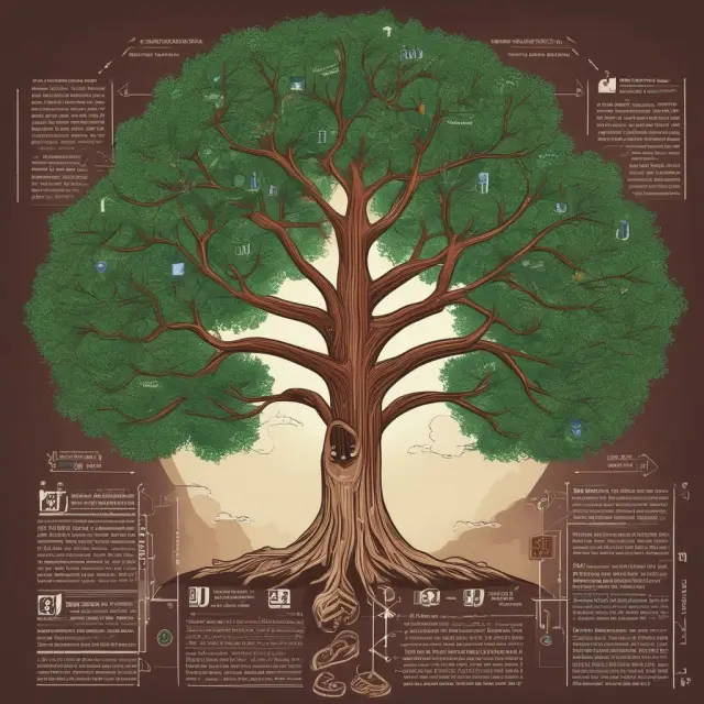 A tree personified as the GASB grows from research roots, bears education fruit, and spreads its outreach branches