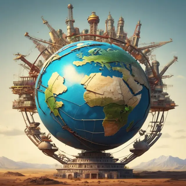 Ministry of Finance managing GPFG and GPFN as a globe represents diverse investments, including oil, gas, and renewable energy.