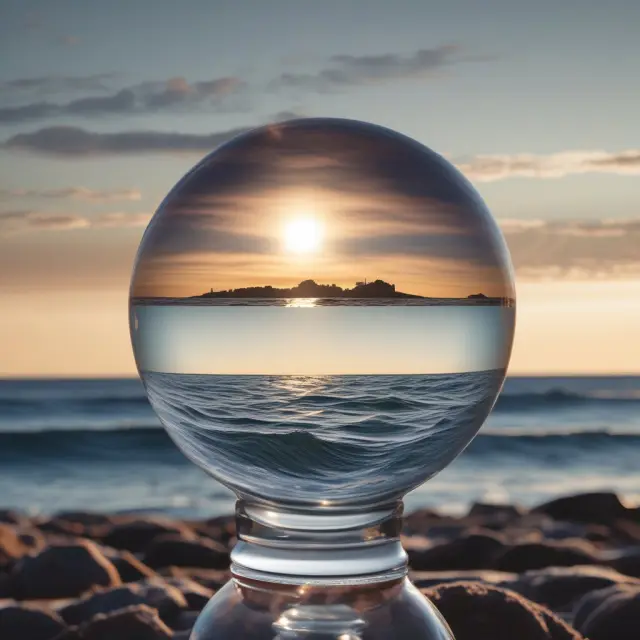 A crystal ball displays waves symbolizing change as oil and gas are replaced by renewable energy and ESG investments within the Government Pension Funds of Norway.